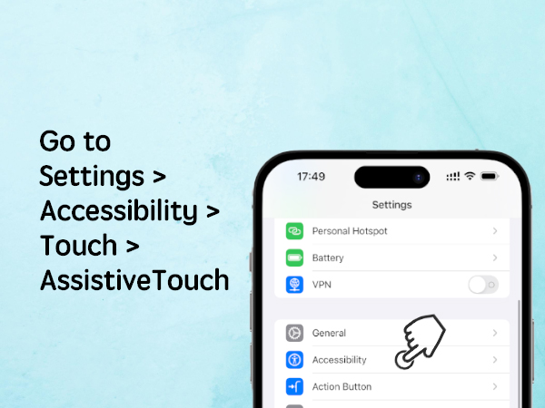 iOS user settings: AssistiveTouch must be enabled.