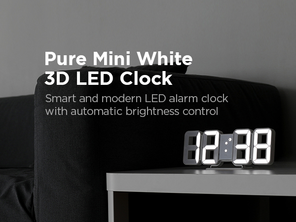 Pure mini white 3D LED clock main