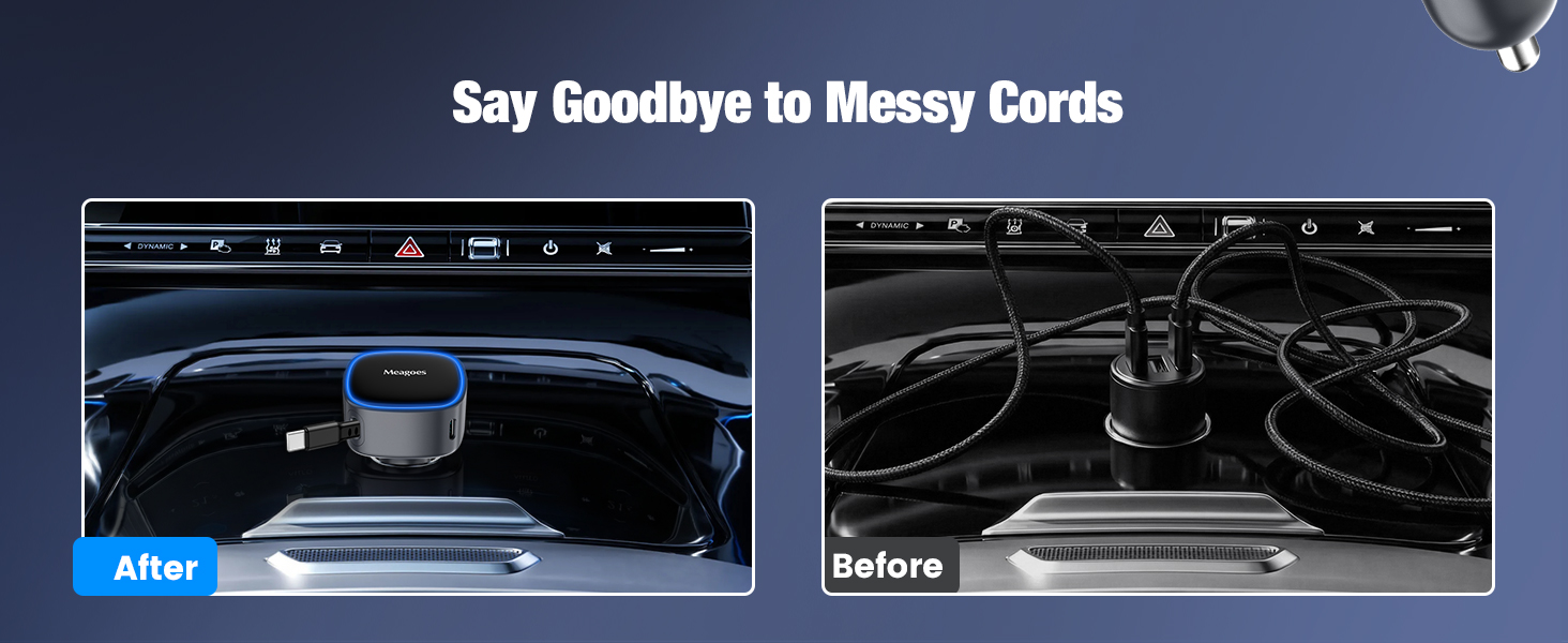 Retractable Car Charger for iPhone with Dual 45W Type C super fast charging