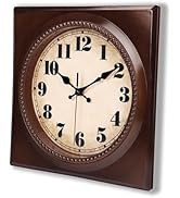 Alarllok Square Retro Wall Clock 12 Inch Kitchen 50's Vintage Design,Silent Non-Ticking Battery O...