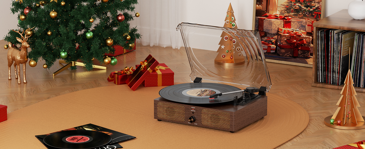 wood record player