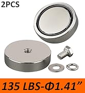 MUTUACTOR 120lb Heavy Duty Magnets,2Pack Strong Rare Earth Magnets 1/4-20 Female Threaded Hole,Po...