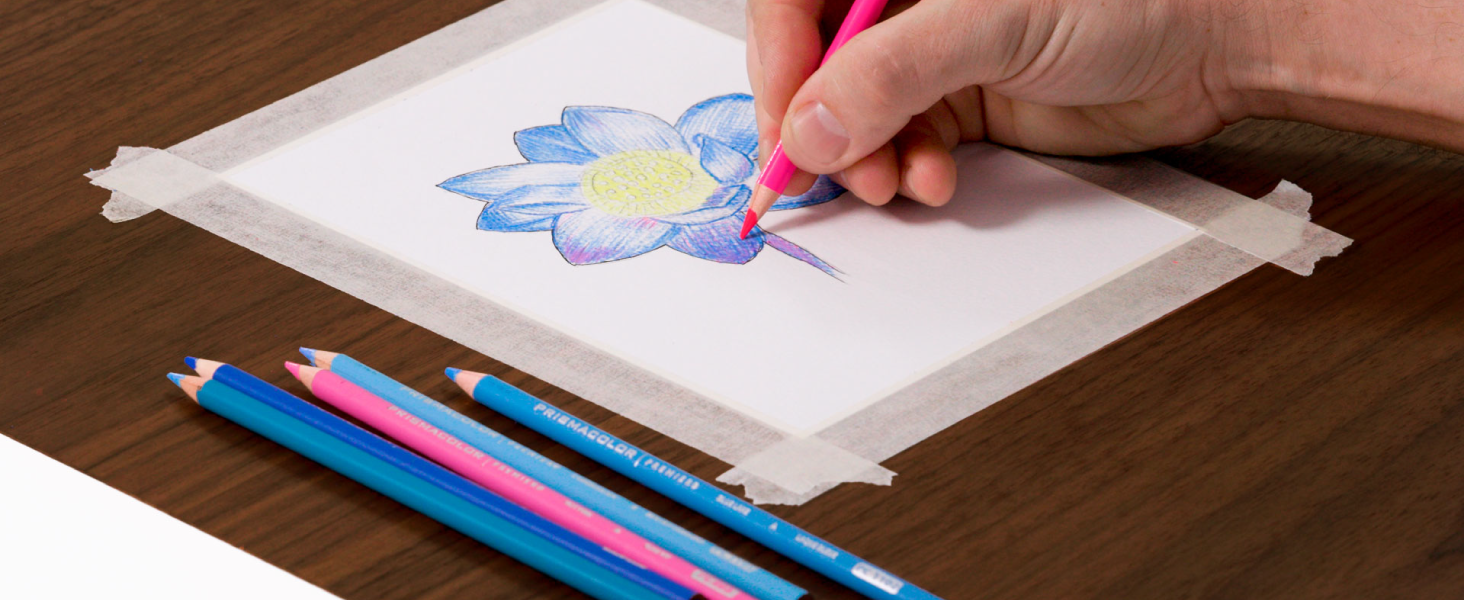 colored pencils flower blue pink kids activity art summer mess free fun bright vivid unique shade