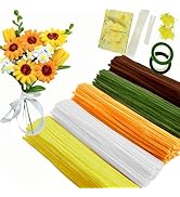SYMHHA 450Pcs Pipe Cleaners Craft Kit for Flower Bouquets, 5Colors Thick Chenille Stems with Flor...
