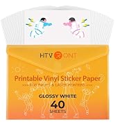 HTVRONT Printable Vinyl for Inkjet Printer &amp; Laser Printer - 40 Pcs Glossy White Waterproof Print...
