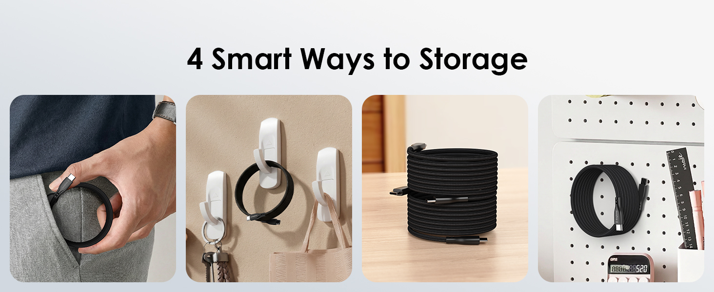 usb c to c cable wrapped retractable organized iphone cable
