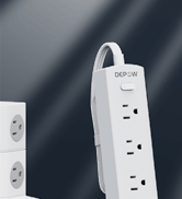 DEPOW 10 Ft Ultra Thin Extension Cord, 5-Outlet Power Strip Surge Protector with 4 USB Ports (2 U...