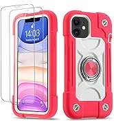 Cookiver for iPhone 11 Case 6.1 Inch with Ring Stand, with 2 Pack Glass Screen Protector ,Heavy-D...