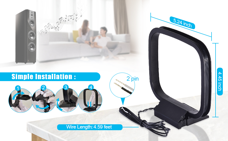 FM Dipole Antenna AM Loop Indoor HD Radio Bluetooth Stereo Receiver AV Audio Antenna