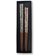 Premium Japanese Chopsticks Set for 2 [Made in Japan] Reusable Wooden Chopsticks with Elegant Iri...