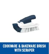 Unger Cookware &amp; Bakeware Dish Scrubbing Brush with Scraper - Kitchen Scrub Brush, Dish Washing S...