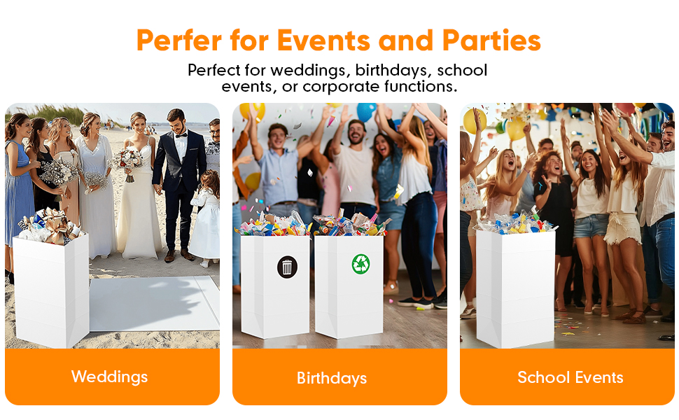 Moryimi 4 Pack Portable Disposable Trash Cans for Parties, 30 Gallon Pop Up Trash Cans for Parties