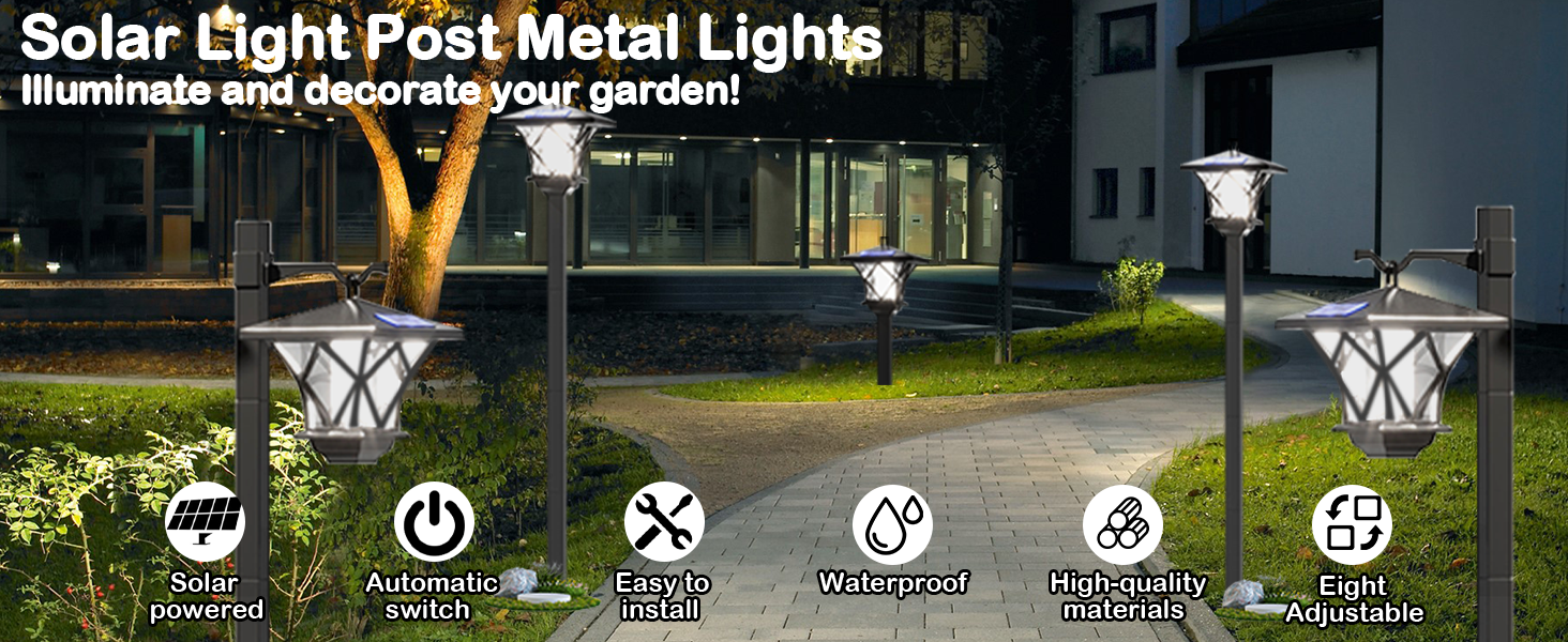 solar light post for outside with pole