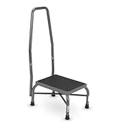 Drive Medical 13062-1SV Bariatric Heavy Duty Step Stool with Handrail, Silver Vein