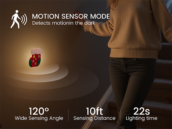 Christmas Stocking Motion Sensor Night Light for Stairs