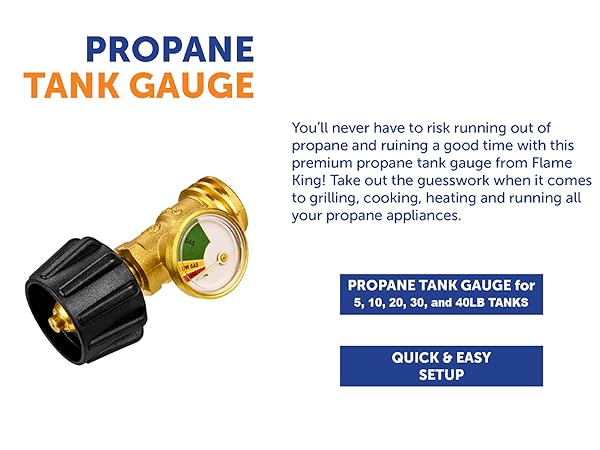 Flame King Propane Tank Gauge Gas Level Indicator Leak Detector Gas Pressure Meter Color Coded