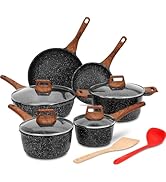 ESLITE LIFE Nonstick Cookware Sets, 12 Pcs Granite Coating Pots and Pans Set Kitchen Cooking Set,...