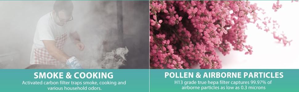 the filter help you to remove smoke, cooking odors and particles