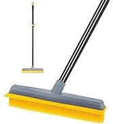 Pet Hair Broom Rubber Broom 59" Long Handle with Build-in Squeegee Silicone Broom for Sweeping Ha...