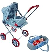 Baby Doll Stroller Play Set, 3-in-1 Babydoll Stroller with Removable Bassinet Baby Carriage for D...