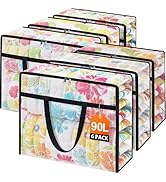 EdenDwell Clear Under Bed Storage Containers - 6 Pack Large Capacity Clothes Storage Bags with Li...