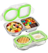 FRUIID 2Pack Stainless Steel Snack Containers with Lids, 13oz 2 Compartment Snackle Box, Leakproo...