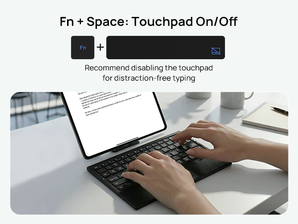 SODI Tri-Fold Portable Bluetooth Keyboard with Touchpad