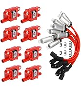 UF413 Ignition Coil &amp; Spark Plug Kit (Square Type) 8-Piece Set for 2005-2016 GM V8 Vehicles Compa...