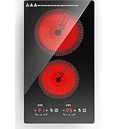Electric Cooktop 2 Burners,110v Electric Stove Top,ANHANE Infrared Burner 12 Inch Built-in Double...