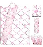 LIAPAWPAW Pink Bow Tissue Paper, Cute Girly Gift Wrapping Tissue Paper For Gift Bags Packaging, M...