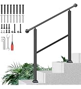 ORWOD Hand Rails for Outdoor Steps, 3 Step Handrail Railings &amp; Indoor Stair Railing Kit, Aluminum...