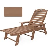 CIOKEA Chaise Lounge Chair Outdoor with Wood Texture, Adjustable 5-Position Chaise Lounge Outdoor...