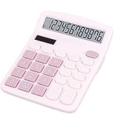 DANRONG Cute Pink Desktop Calculator with Big Buttons, Dual Power Source, Solar and Battery, Larg...