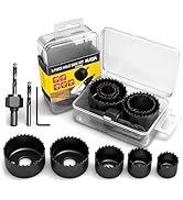 KATA 8PCS Hole Saw Kit 1" to 2-1/8"(25-54mm) Hole Saw Set in Case with Mandrels and Hex Key for S...