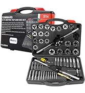 TOMMARS 51-Pc M6 to M24 Jumbo Tap and Die Set Metric Round Threading Dies for Threading and Rethr...