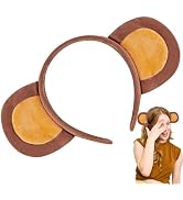 KHC-KHF Monkey-Ears-Headband Halloween-Headband Plush Monkey Hairband Brown Fluffy Animal Headwea...