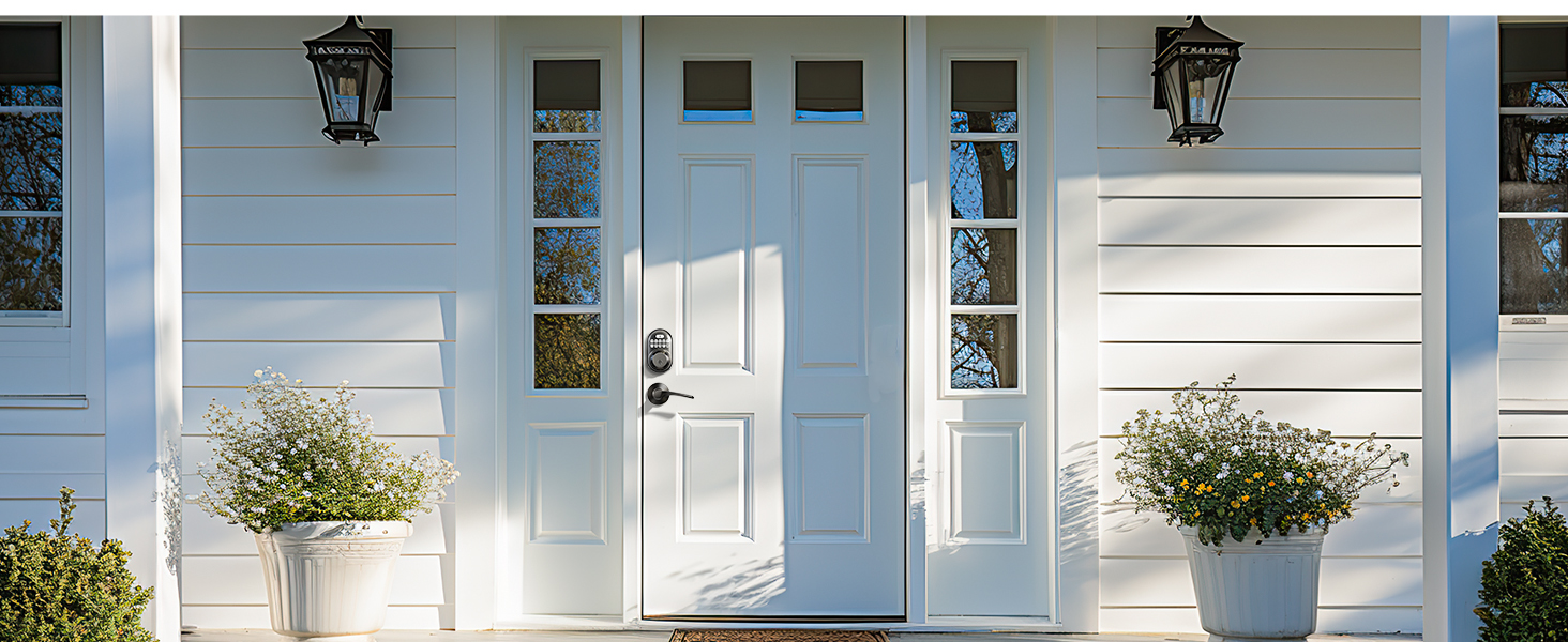 keyless entry door lock with handle