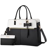 MOSISO Laptop Tote Bag for Women, 15.6 inch Waterproof PU Leather Work Bag with Clutch Purse &amp; Bo...