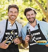 Funny Waterproof Grilling Cooking Chef Apron with 2 Pockets Adjustable Neck Strap, Gifts for Fath...