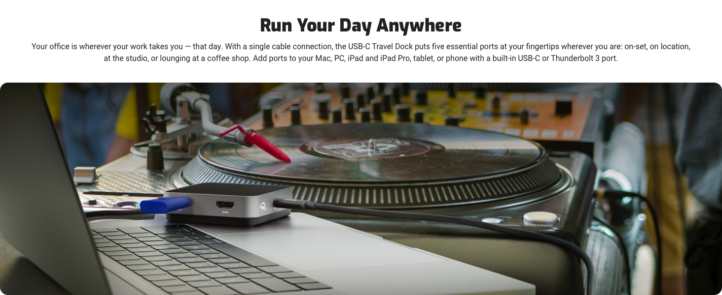 OWC USB-C Travel Dock-5 essential ports, add ports to laptop, tablet or phone