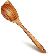 Wooden Spoons for Cooking, Natural Teak Wood Spoon and Spatula, Heat Resistant Non Scratch Utensi...