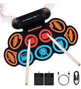 G7 Electronic Drum Set, 9-Pad Drum Kit with Built-in Speakers, 7 Drum Sounds, Bluetooth &amp; AUX, Ro...