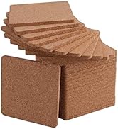 Tebery 30 Pack 4 Inch Square Cork Coasters, 0.2'' Thick Absorbent Drink Pads for DIY Craft, Table...