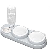Marchul 3-in-1 Cat Bowl, Ceramic Food and Water Bowl Set, 15° Sloped Design, for Indoor Cats, Sma...