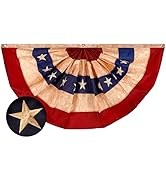 G128 USA Tea Stained Pleated Fan Flag 3x6FT Embroidered Polyester Stars and Stripes