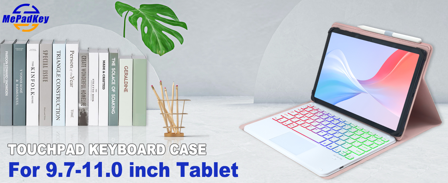 Universal Touchpad Keyboard Case for 9.7-11.0 tablet-Pink-1