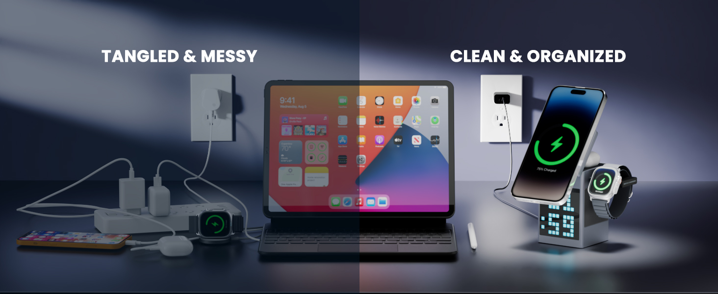 3-in-1 wireless charger for office desk