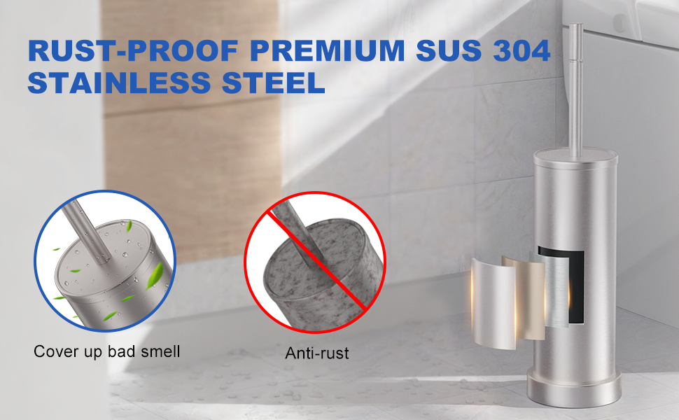 toilet brush and holder set stainless steel