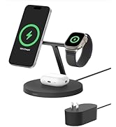 Belkin MagSafe-Compatible Charger, 3-in-1 Wireless Charging Station, Qi2-Certified 15W Wireless C...