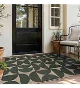 Lahome Green Semi Circle Easy Jute Rug, 3x5 Washable Outdoor Rug for Entryway, Non Slip Non Shedd...